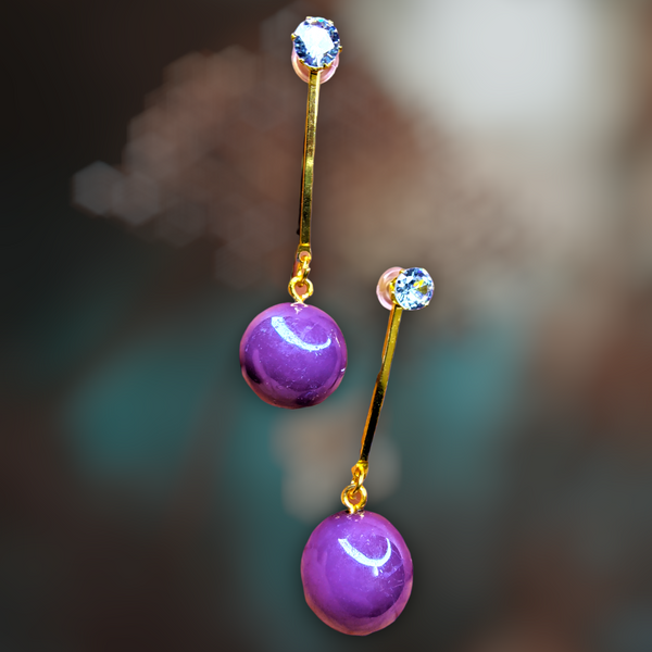 Metallic Bead Danglers Dark Purple Jewelry Ear Rings Earrings Agtukart