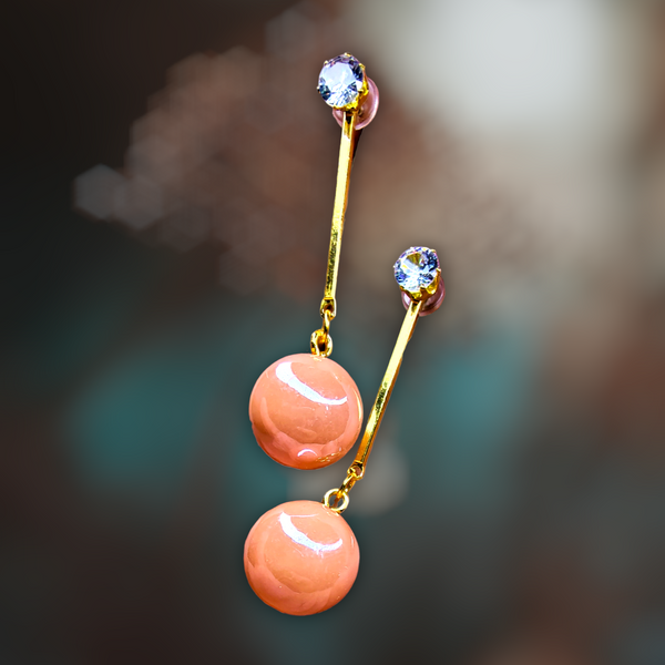 Metallic Bead Danglers Peach Jewelry Ear Rings Earrings Agtukart