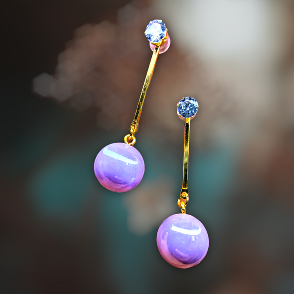 Metallic Bead Danglers Light Purple Jewelry Ear Rings Earrings Agtukart