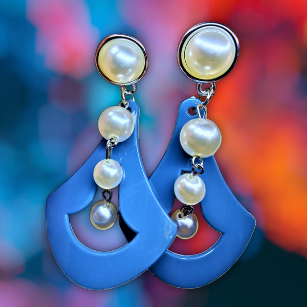 Pyramid White Bead Earrings Blue Jewelry Ear Rings Earrings Agtukart