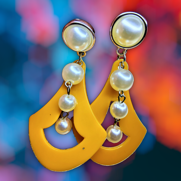 Pyramid White Bead Earrings Yellow Jewelry Ear Rings Earrings Agtukart