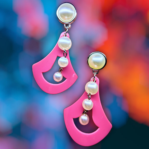 Pyramid White Bead Earrings Pink Jewelry Ear Rings Earrings Agtukart