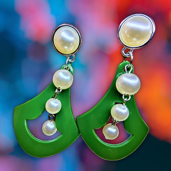 Pyramid White Bead Earrings Green Jewelry Ear Rings Earrings Agtukart