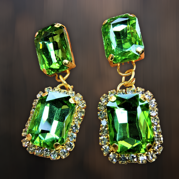Rectangular Glass Stone Earrings Light Green Jewelry Ear Rings Earrings Agtukart