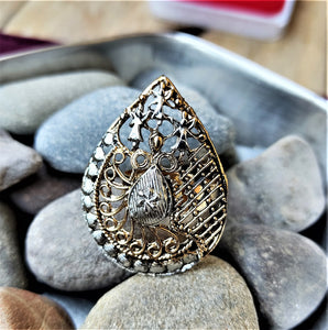 Silver and Gold Oxidized Ring (Style 6) Jewelry Ring Agtukart