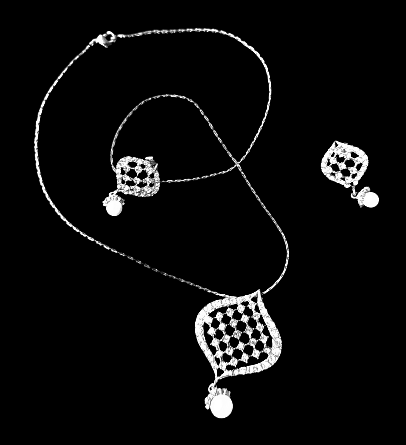 Silver Small Stone Leaf Pendant Set Jewelry Set Agtukart