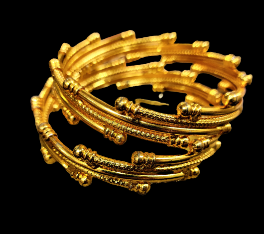 Golden, Diagonal Stripes Kade (Set of 2) Jewelry Bracelet Agtukart