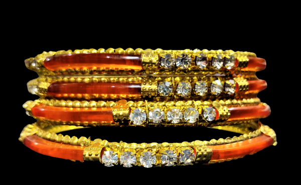 Gold and Orange Kade (Set of 4) Jewelry Bracelet Agtukart