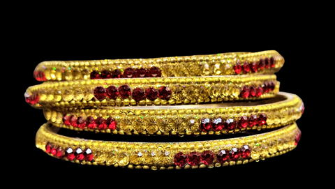 Red and Golden Bangles (Set of 4) Jewelry Bracelet Agtukart