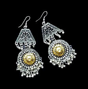 Silver and gold round shape earrings Jewelry Ear Rings Earrings Agtukart