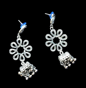 Flower shape Box jhumki Silver Jewelry Ear Rings Earrings Agtukart