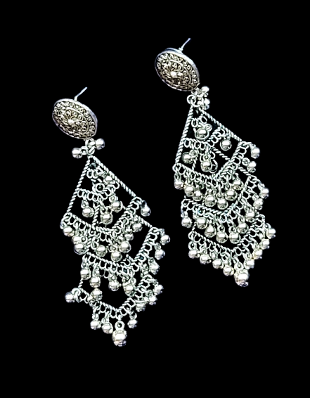 Diamond Shape Earrings with Beads Silver Jewelry Ear Rings Earrings Agtukart
