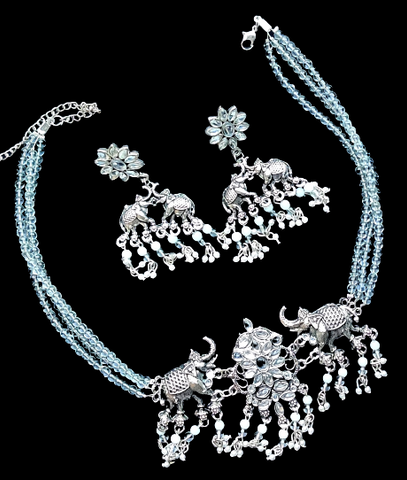 Elephant Pattern choker set White Jewelry Set Agtukart