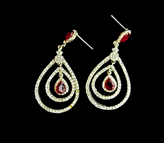 White and Red Small Stone Earrings Jewelry Ear Rings Earrings Agtukart