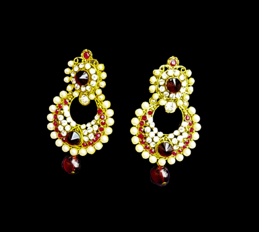 White and Red Small Stone Pearl Earrings Jewelry Ear Rings Earrings Agtukart