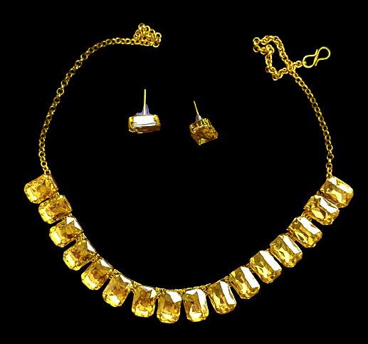 Golden Stone Choker Set Jewelry Set Agtukart