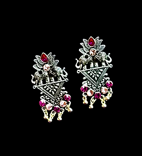 Oxidized Lotus Earrings Pink Jewelry Ear Rings Earrings Agtukart