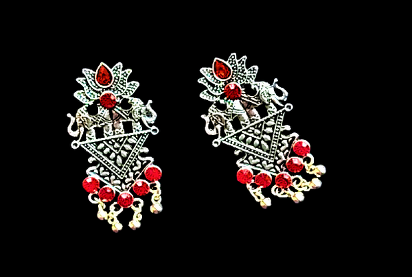 Oxidized Lotus Earrings Red Jewelry Ear Rings Earrings Agtukart