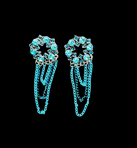 Circular Chain Dangle Earrings Blue Jewelry Ear Rings Earrings Agtukart