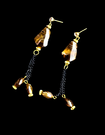 Shaded chain dangle earrings Brown Jewelry Ear Rings Earrings Agtukart