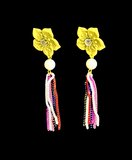 Flower and Chain Dangle Earring Jewelry Ear Rings Earrings Agtukart