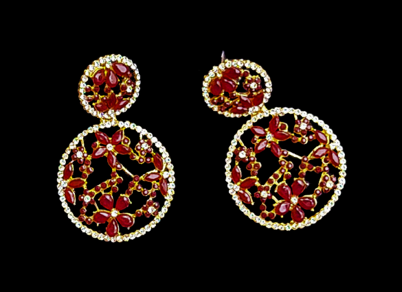 Flower pattern round earrings Wine Jewelry Ear Rings Earrings Agtukart