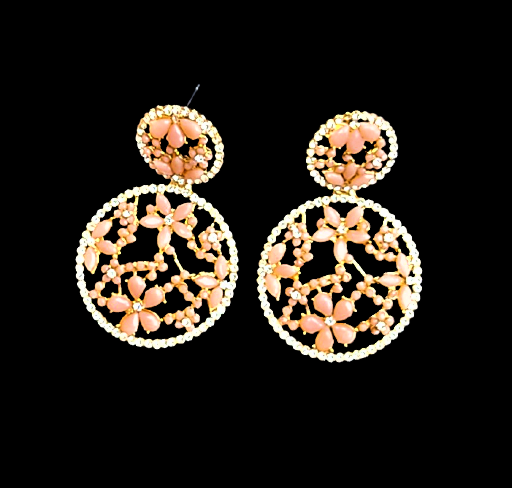 Flower pattern round earrings Peach Jewelry Ear Rings Earrings Agtukart