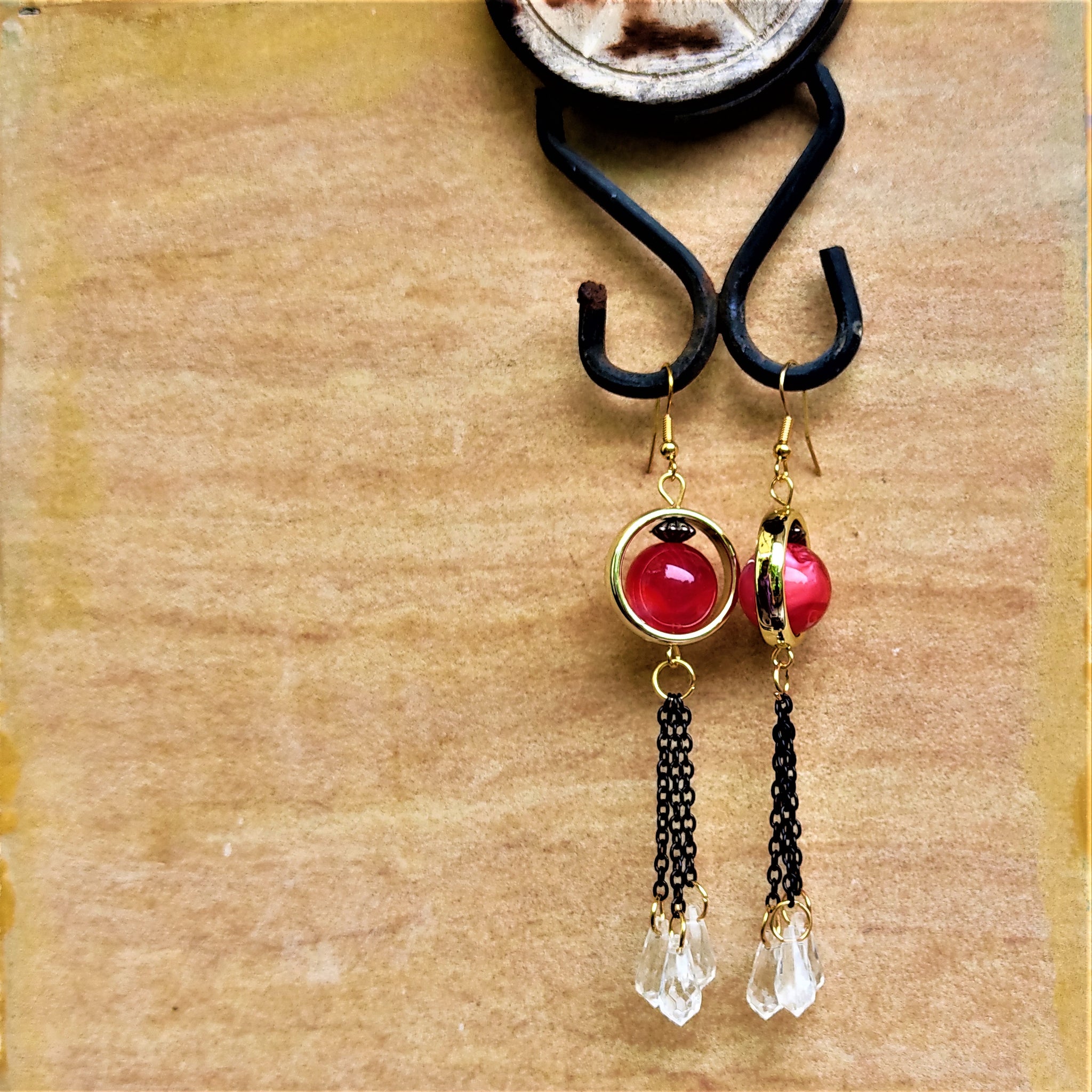 Single Bead Dangles Red Jewelry Ear Rings Earrings Agtukart