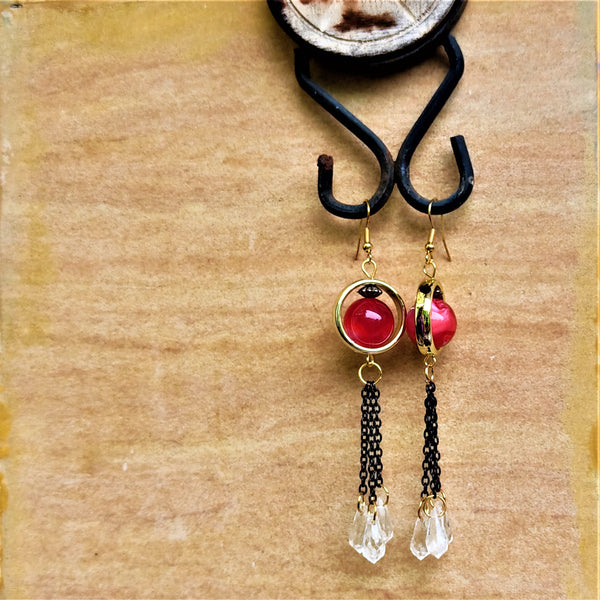 Single Bead Dangles Red Jewelry Ear Rings Earrings Agtukart