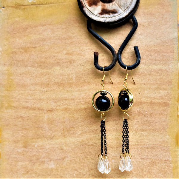 Single Bead Dangles Black Jewelry Ear Rings Earrings Agtukart
