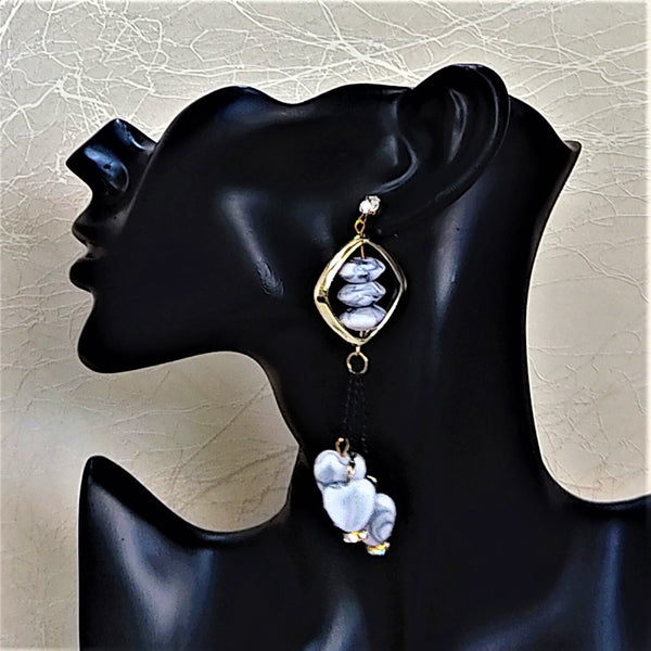 Heart shaped Beads, Long length Dangles Jewelry Ear Rings Earrings Agtukart
