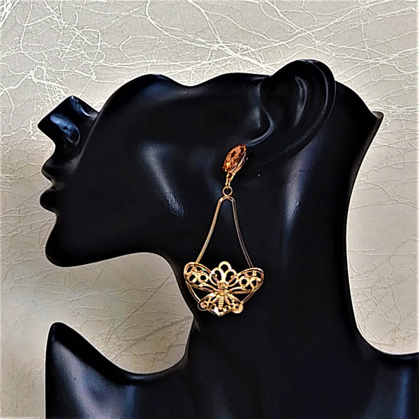 Glass Stone Butterfly Dangles Jewelry Ear Rings Earrings Agtukart
