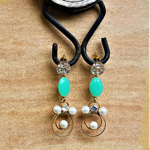 Stone and Beads studded Earrings Sea Green Jewelry Ear Rings Earrings Agtukart