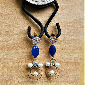 Stone and Beads studded Earrings Blue Jewelry Ear Rings Earrings Agtukart