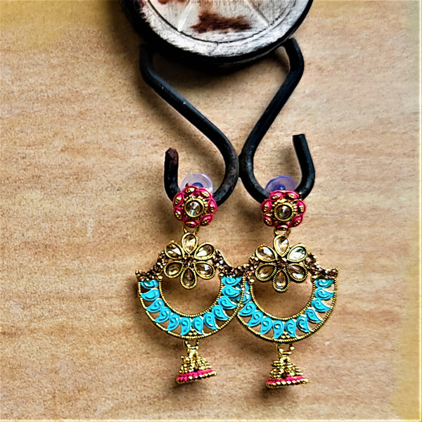 Traditional Chaandbaali Jhumki Earrings Light Blue Jewelry Ear Rings Earrings Agtukart