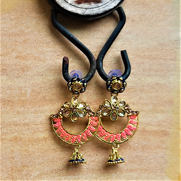 Traditional Chaandbaali Jhumki Earrings Peach Jewelry Ear Rings Earrings Agtukart