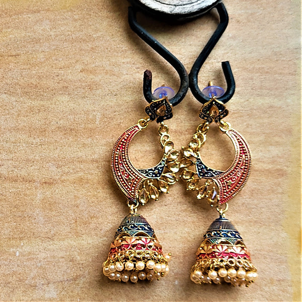 Long length traditional Fancy Jhumki Red and Blue Jewelry Ear Rings Earrings Agtukart