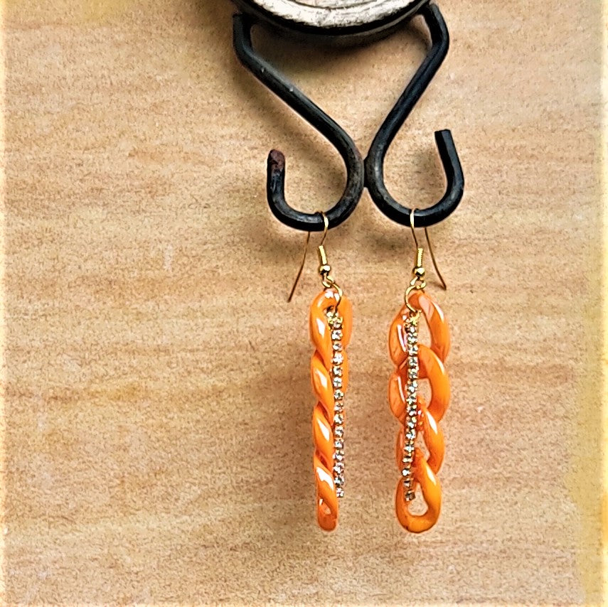 Funky Chain Like dangler Orange Jewelry Ear Rings Earrings Agtukart