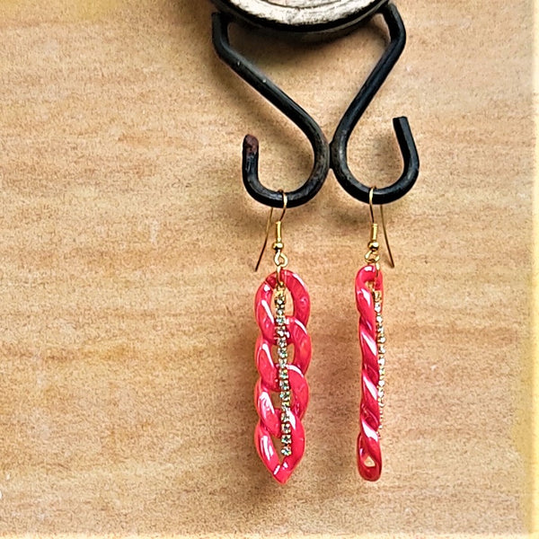 Funky Chain Like dangler Red Jewelry Ear Rings Earrings Agtukart