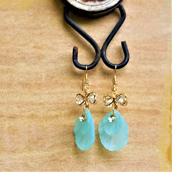 Double Leaf Danglers Light Blue Jewelry Ear Rings Earrings Agtukart