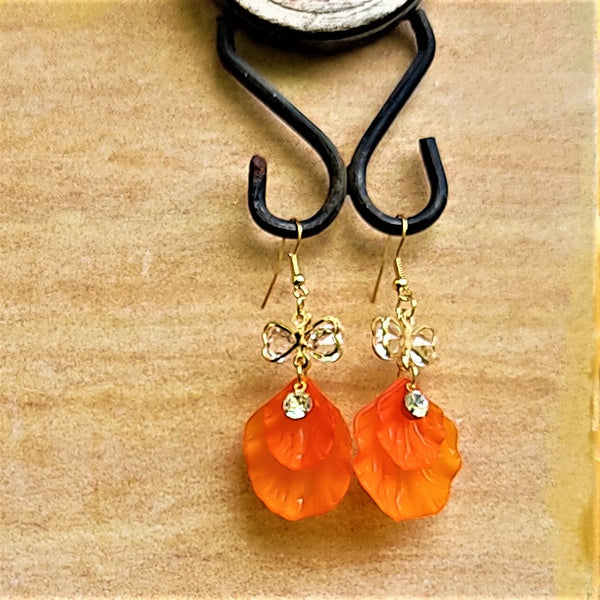 Double Leaf Danglers Orange Jewelry Ear Rings Earrings Agtukart