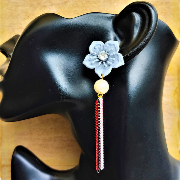 Flower and Chain Dangle Earring Jewelry Ear Rings Earrings Agtukart