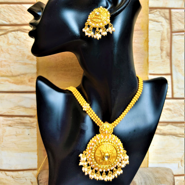 Golden Heavy Pearl Pendant Set Jewelry Set Agtukart