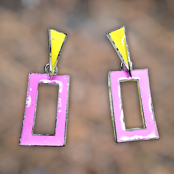 Funky Casual Colorful Earrings Pink Rectangular Jewelry Ear Rings Earrings Agtukart