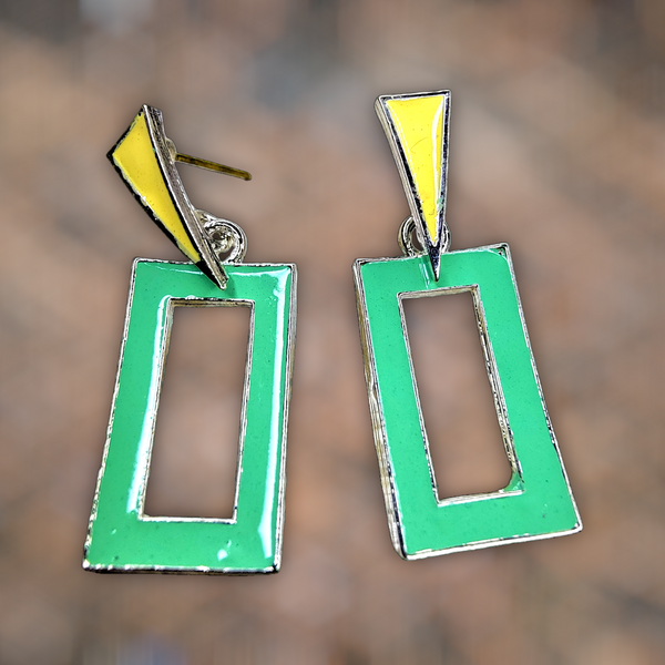 Funky Casual Colorful Earrings Green Rectangular Jewelry Ear Rings Earrings Agtukart